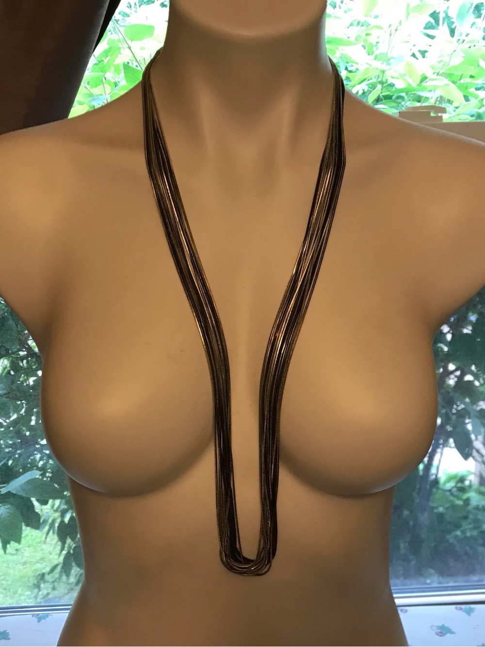 White House Black Market Long Multi-Strand Black Silver Necklace